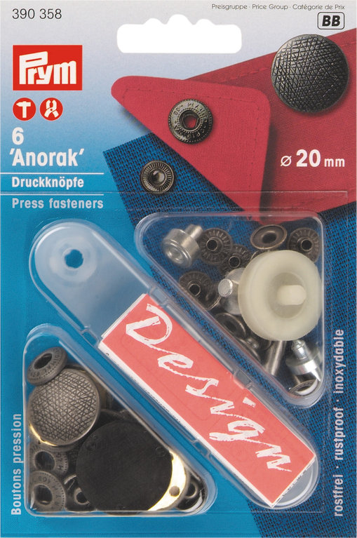 Prym Anorak Druckknopf Druckknöpfe 20mm brüniert mit Werkzeug 390377