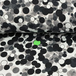 Viskosestoff Digitaldruck Dots schwarz/weiß/grün