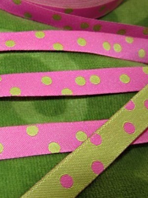 Farbenmix Webband "Punkteband rosa-lime" 10mm