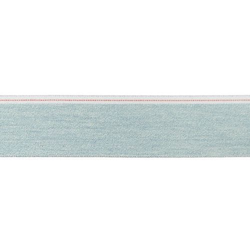 Breites Jeansoptik-Gummi 40mm hellblau/weiß