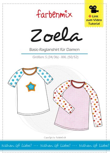 Schnittmuster Farbenmix Basic Raglan-Shirt Zoela