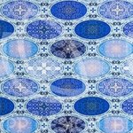Baumwolljersey Oval Tiles Blau