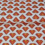 Baumwollstoff Popeline Superman Logo weiß