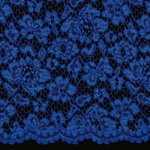 Spitzenstoff Blüten mit Bogenkante royalblau