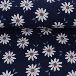 French Terry / Sommer-Sweat Daisies dunkelblau