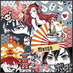 Kunstleder Panel 44x44cm Manga World